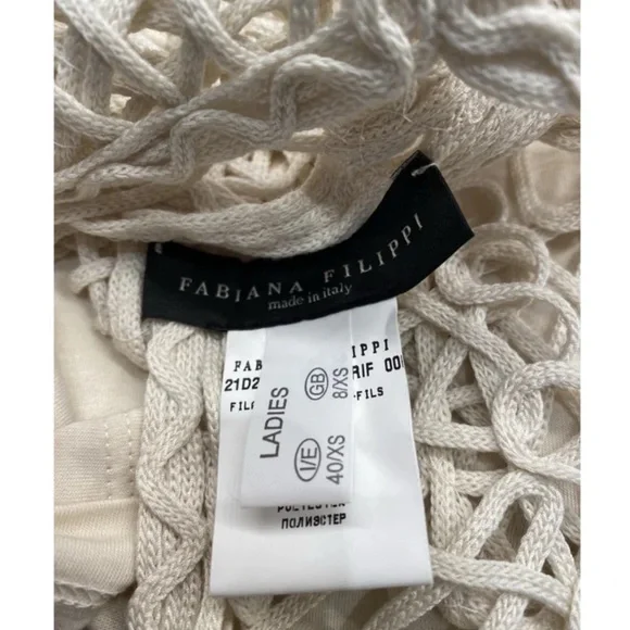 Fabiani Filippi Cream Cototn Crochet Overlay T-Shirt - Picture 6 of 6